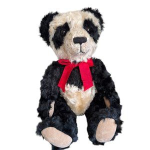 Vtg Bombay Company Mei Ying Panda Bear Plush Stuffed Animal Mohair Jointed Bow